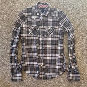 American Eagle Outfitters Black Pink & White Button Down Plaid Long Sleeve Shirt